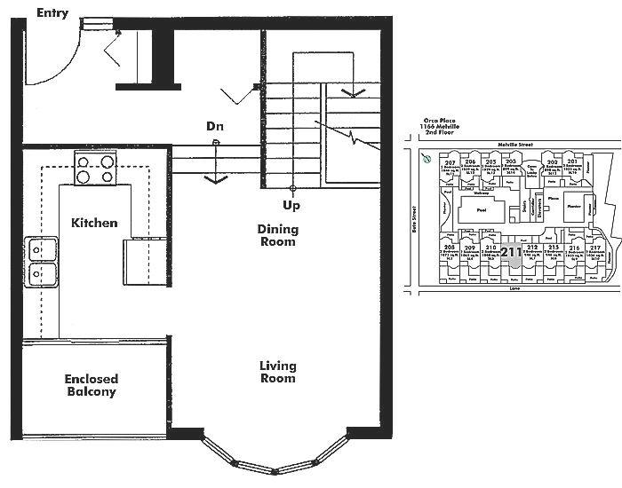 211 1166 MELVILLE STREET, Vancouver, BC Floor Plan