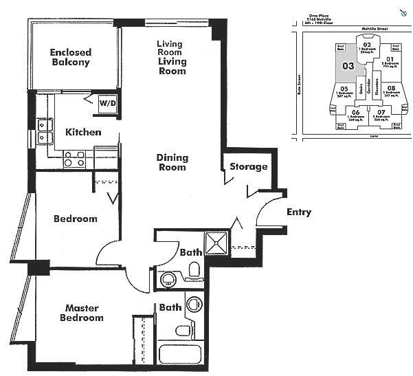 903 1166 Melville Street, Vancouver, BC Floor Plan