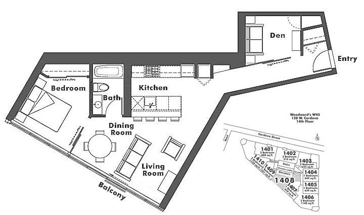 1408 128 W CORDOVA STREET, Vancouver, BC Floor Plan