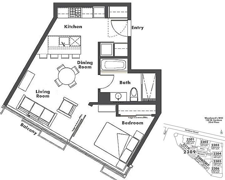 2309 128 Cordova Street, Vancouver, BC Floor Plan