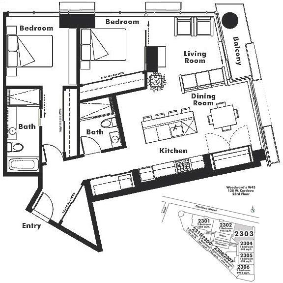 2303 128 W CORDOVA STREET, Vancouver, BC Floor Plan