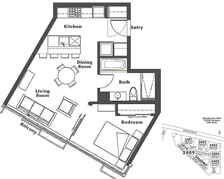 2409 128 Cordova Street, Vancouver, BC Floor Plan