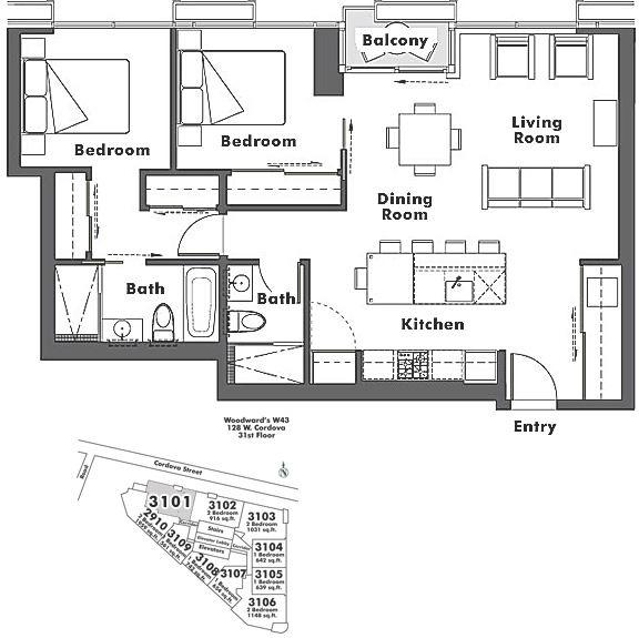 3101 128 W CORDOVA STREET, Vancouver, BC Floor Plan