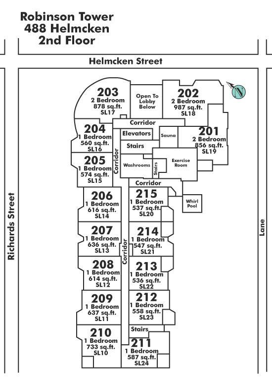 211 488 HELMCKEN STREET, Vancouver, BC Floor Plate