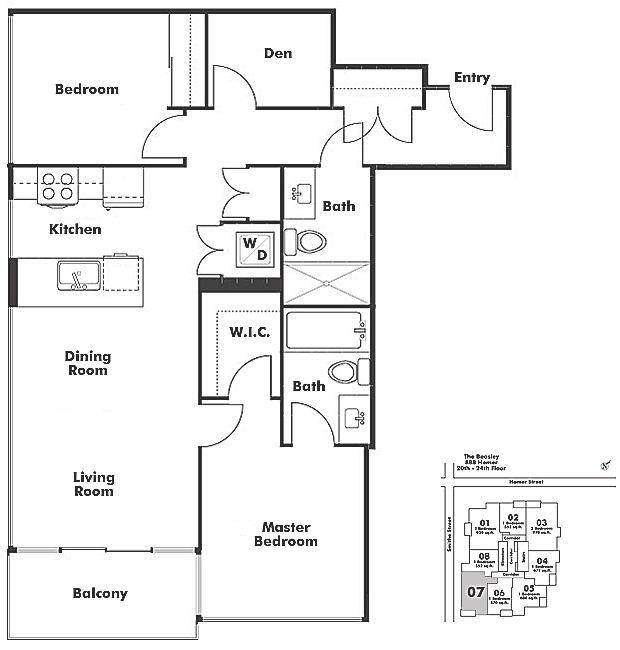 2407 888 HOMER STREET, Vancouver, BC Floor Plan