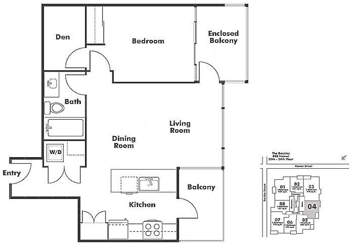 2304 888 HOMER STREET, Vancouver, BC Floor Plan