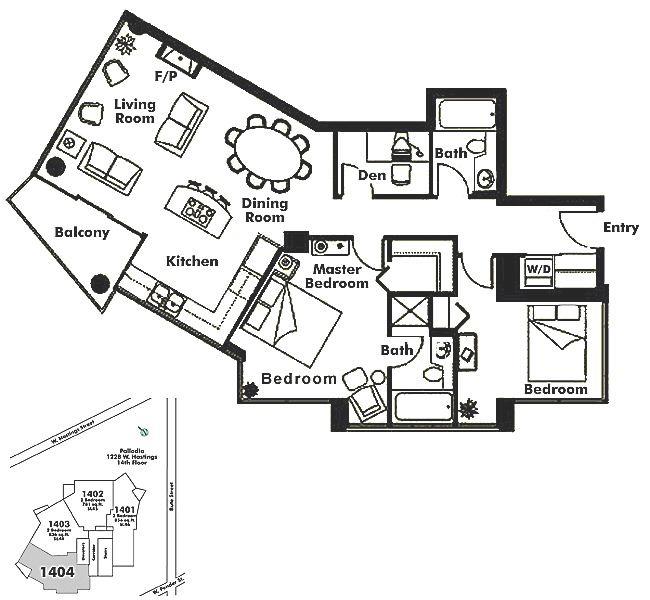 1404 1228 W HASTINGS STREET, Vancouver, BC Floor Plan