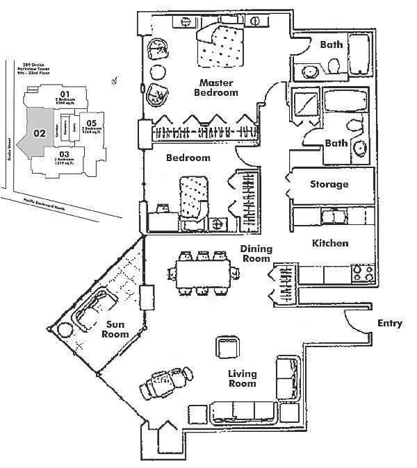 2302 289 Drake Street, Vancouver, BC Floor Plan