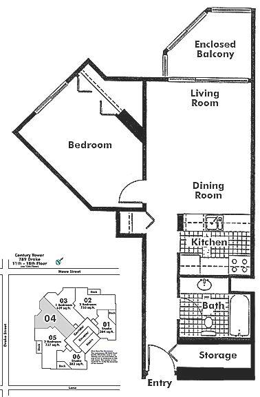 1004 789 DRAKE STREET, Vancouver, BC Floor Plan