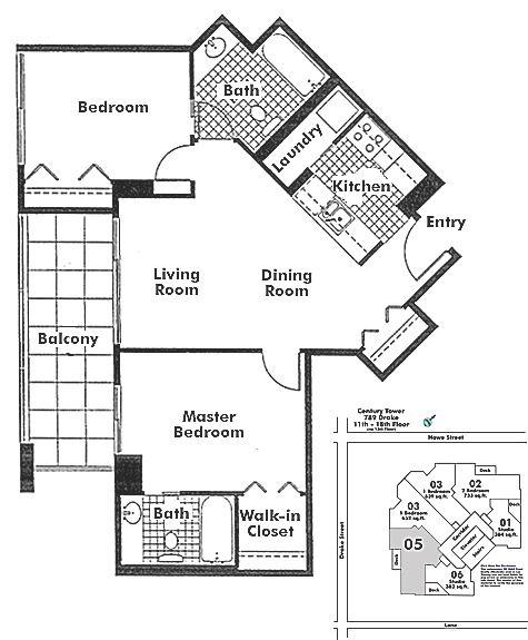 1705 789 DRAKE STREET, Vancouver, BC Floor Plan