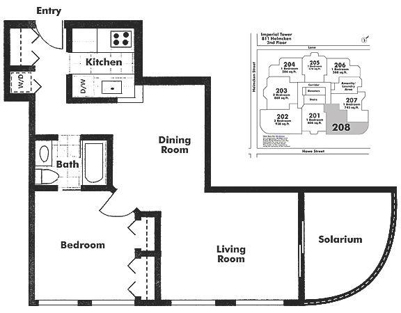 208 811 HELMCKEN STREET, Vancouver, BC Floor Plan