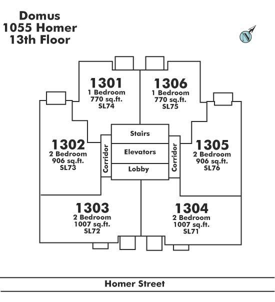 1302 1055 HOMER STREET, Vancouver, BC Floor Plate