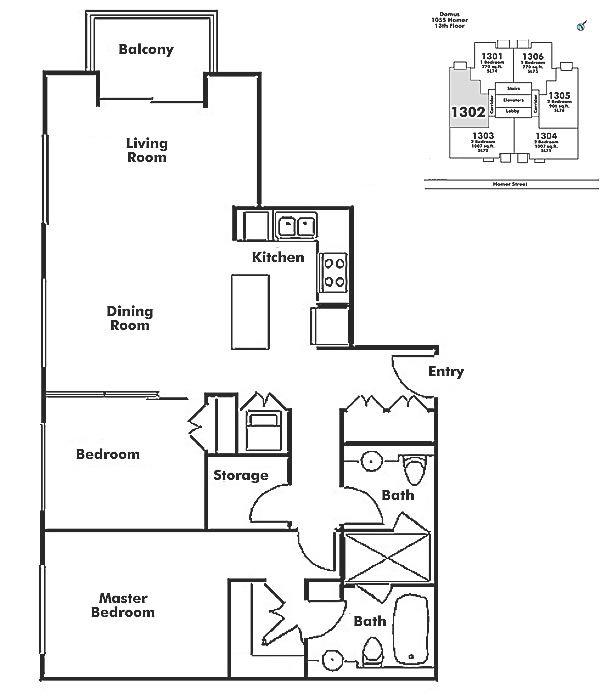 1302 1055 HOMER STREET, Vancouver, BC Floor Plan