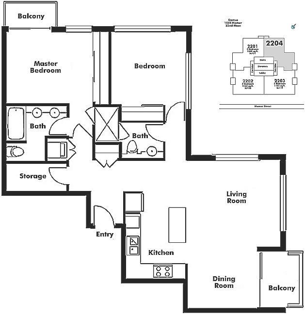 2204 1055 HOMER STREET, Vancouver, BC Floor Plan