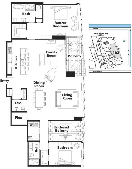 102 151 W ATHLETES WAY, Vancouver, BC Floor Plan