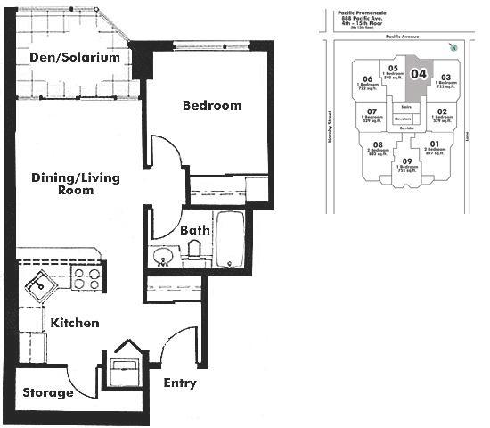 904 888 PACIFIC STREET, Vancouver, BC Floor Plan