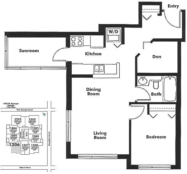 1206 1420 W GEORGIA STREET, Vancouver, BC Floor Plan