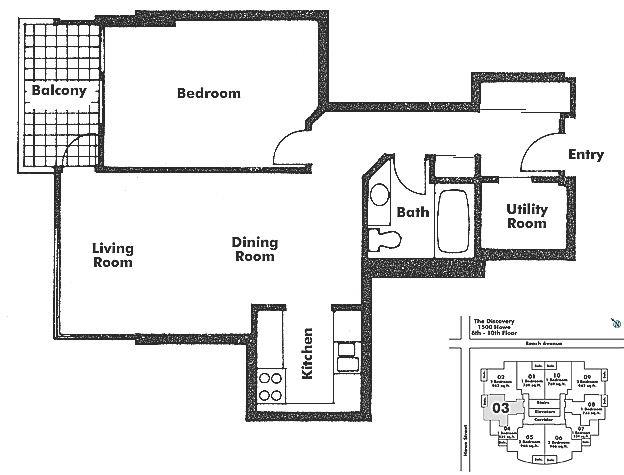 1003 1500 Howe Street, Vancouver, BC Floor Plan