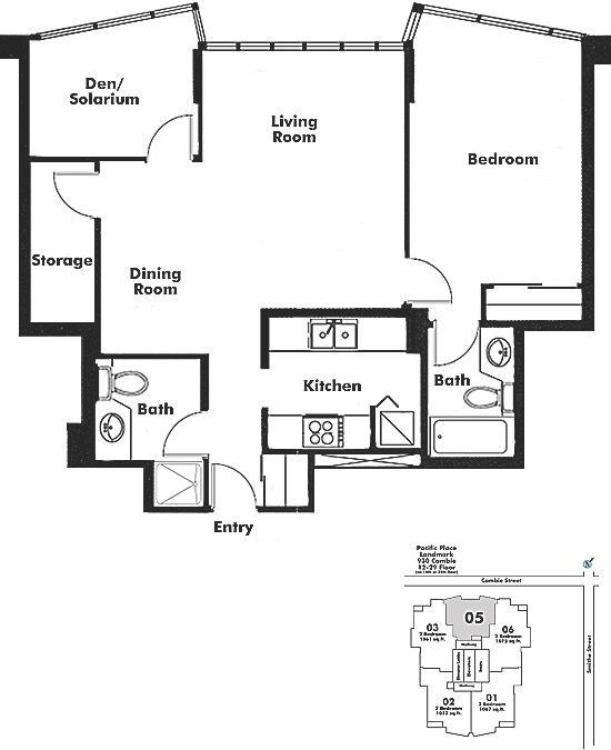 1505 930 CAMBIE STREET, Vancouver, BC Floor Plan