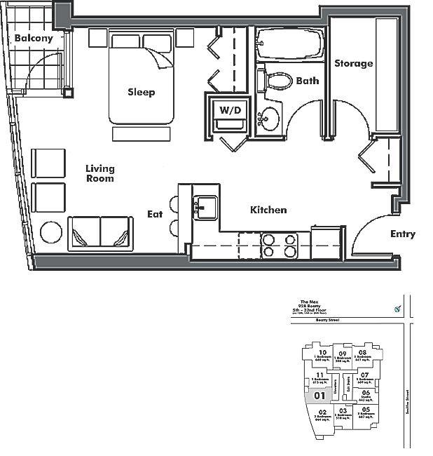 2801 928 BEATTY STREET, Vancouver, BC Floor Plan