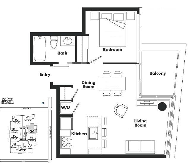 804 138 W 1ST AVENUE, Vancouver, BC Floor Plan