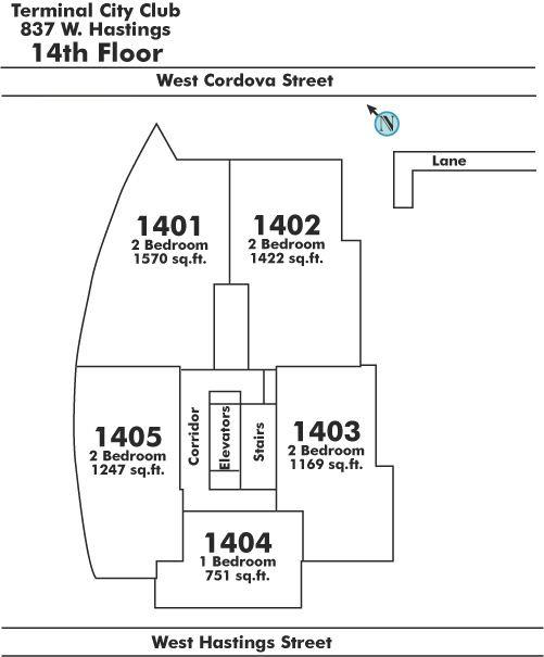 1402 837 W HASTINGS STREET, Vancouver, BC Floor Plate