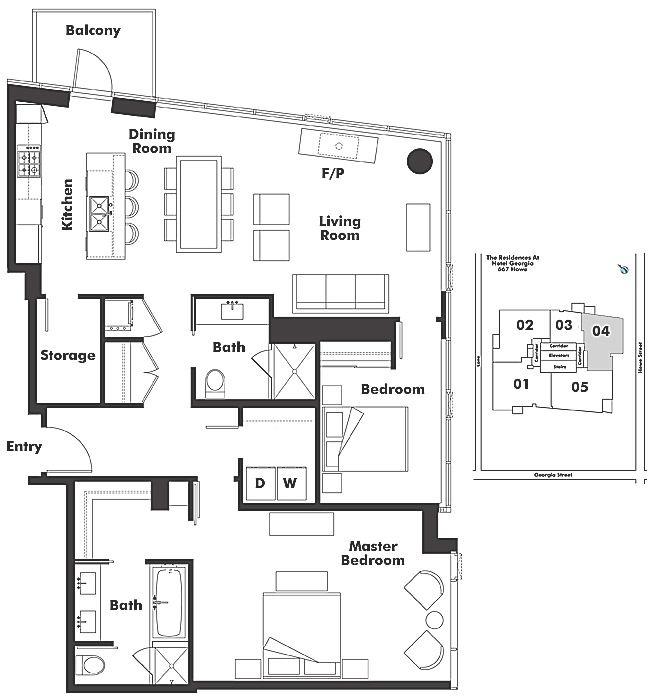 3704 667 HOWE STREET, Vancouver, BC Floor Plan