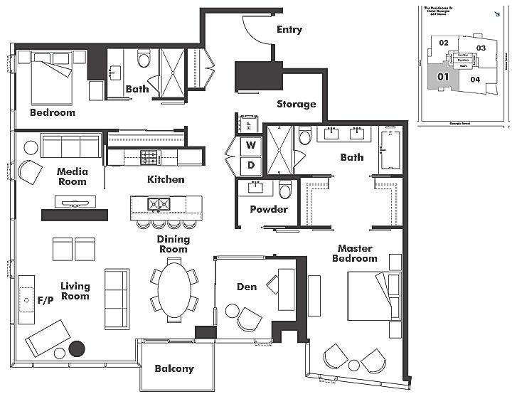 4101 667 Howe Street, Vancouver, BC Floor Plan