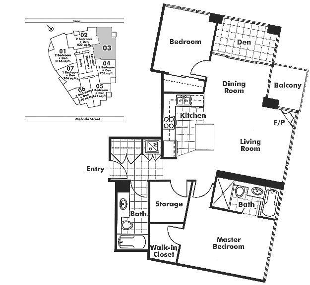 2303 1189 Melville Street, Vancouver, BC Floor Plan