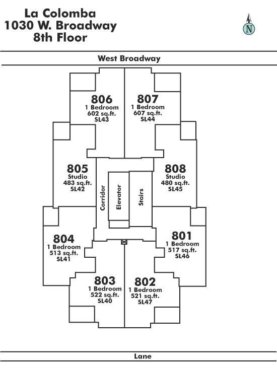 808 1030 Broadway Avenue, Vancouver, BC Floor Plate