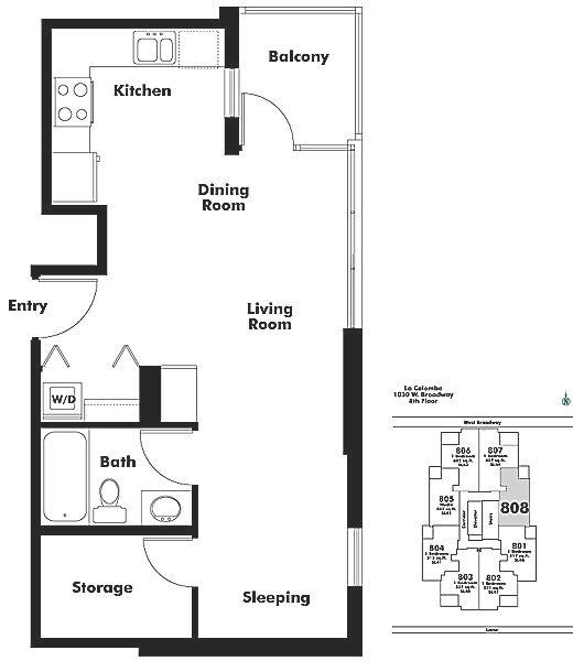 808 1030 Broadway Avenue, Vancouver, BC Floor Plan