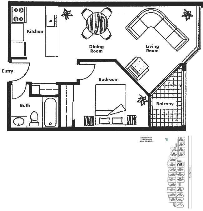 505 1333 HORNBY STREET, Vancouver, BC Floor Plan