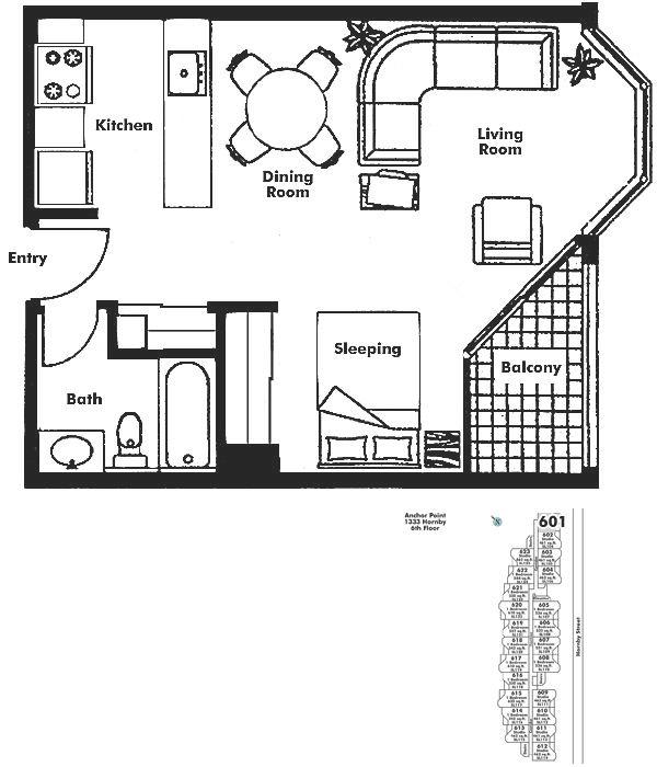 601 1333 HORNBY STREET, Vancouver, BC Floor Plan