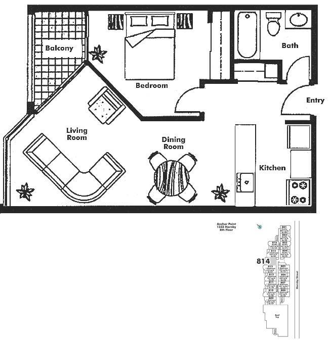 814 1333 HORNBY STREET, Vancouver, BC Floor Plan