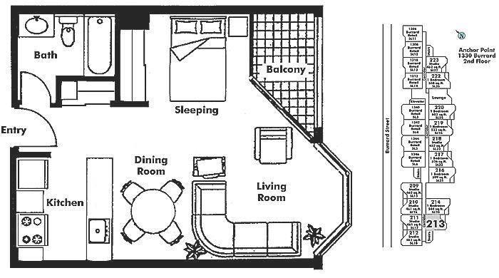 213 1330 BURRARD STREET, Vancouver, BC Floor Plan