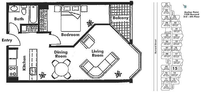 615 1330 BURRARD STREET, Vancouver, BC Floor Plan