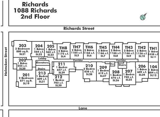 206 1088 RICHARDS STREET, Vancouver, BC Floor Plate