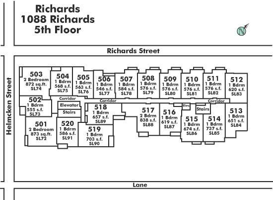 520 1088 RICHARDS STREET, Vancouver, BC Floor Plate