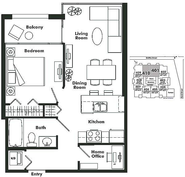 410 909 Mainland Street, Vancouver, BC Floor Plan