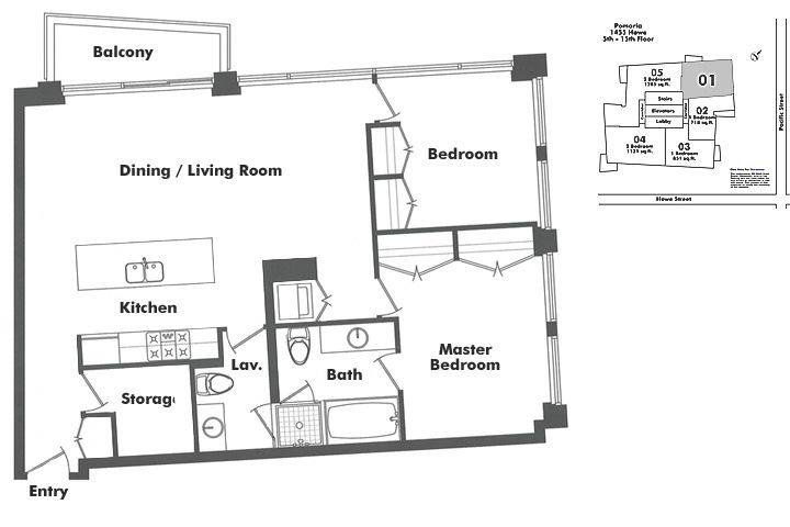 501 1455 Howe Street, Vancouver, BC Floor Plan