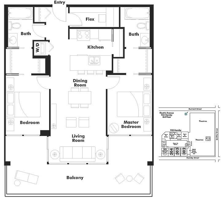 203 933 HORNBY STREET, Vancouver, BC Floor Plan