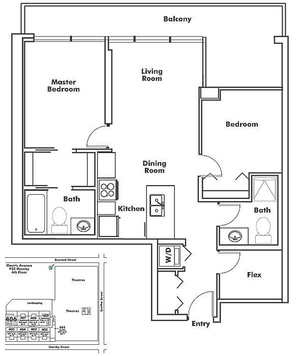 406 933 HORNBY STREET, Vancouver, BC Floor Plan