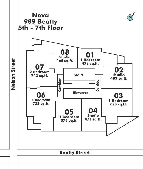 704 989 BEATTY STREET, Vancouver, BC Floor Plate