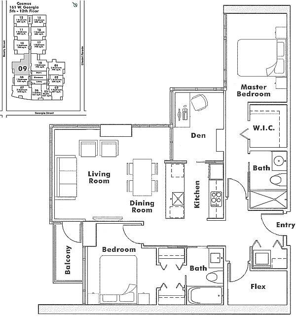 909 161 W GEORGIA STREET, Vancouver, BC Floor Plan