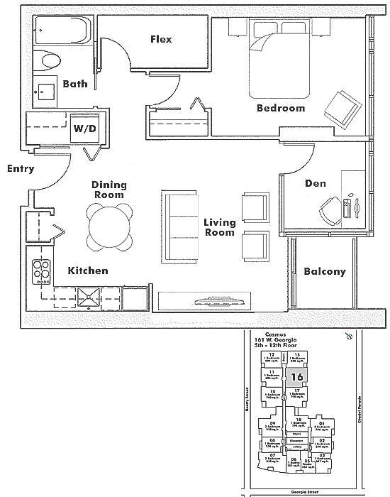 716 161 W GEORGIA STREET, Vancouver, BC Floor Plan