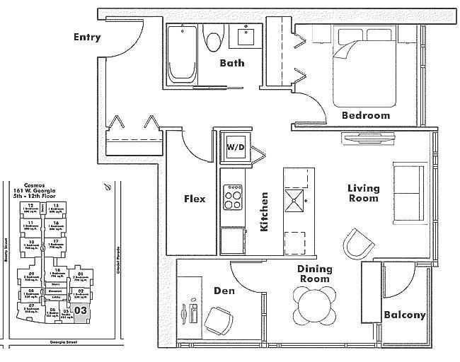 503 161 W GEORGIA STREET, Vancouver, BC Floor Plan