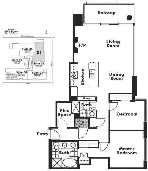 701 1530 8th Avenue, Vancouver, BC Floor Plan