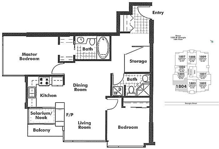 1804 1239 W GEORGIA STREET, Vancouver, BC Floor Plan