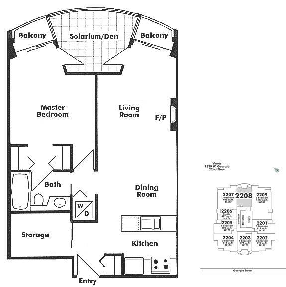 2208 1239 W GEORGIA STREET, Vancouver, BC Floor Plan