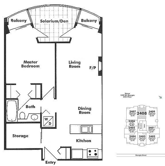 2408 1239 W GEORGIA STREET, Vancouver, BC Floor Plan